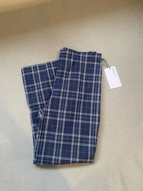 Bailey 44 Navy and White Plaid Wide-Leg Pants